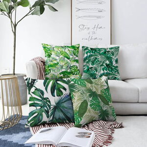 Súprava 4 obliečok na vankúše Minimalist Cushion Covers Summer Jungle, 55 x 55 cm