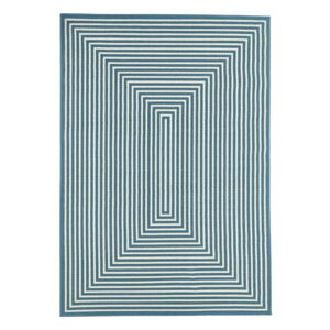 Modrý vonkajší koberec Floorita Braid, 200 × 285 cm