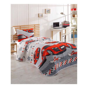 Set prehozu cez posteľ a obliečky na vankúš s prímesou bavlny Eponj Home Crazy Red, 160 x 220 cm