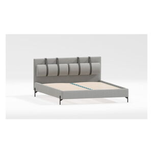 Svetlosivá čalúnená dvojlôžková posteľ s roštom 200x200 cm Tulsa – Ropez