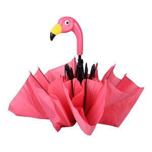 Ružový skladací dáždnik Esschert Design Flamingo, ⌀ 96,5 cm