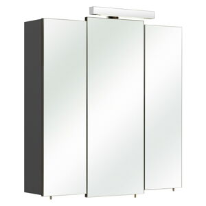 Tmavosivá závesná kúpeľňová skrinka so zrkadlom 83x73 cm Set 311 - Pelipal