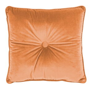 Oranžový vankúš Tiseco Home Studio Velvet Button, 45 x 45 cm