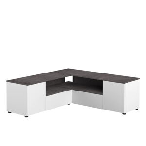 Biely/sivý TV stolík v dekore betónu 130x46 cm Angle – TemaHome