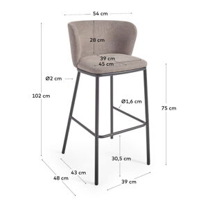 Svetlohnedé barové stoličky v súprave 2 ks 102 cm Ciselia - Kave Home