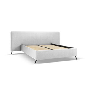 Svetlosivá čalúnená dvojlôžková posteľ s úložným priestorom s roštom 160x200 cm Walter – Milo Casa