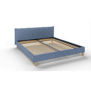 Modrá čalúnená dvojlôžková posteľ s roštom 180x200 cm Tina - Ropez
