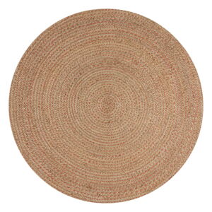 Jutový okrúhly koberec v lososovej farbe/v prírodnej farbe 133x133 cm Capri – Flair Rugs