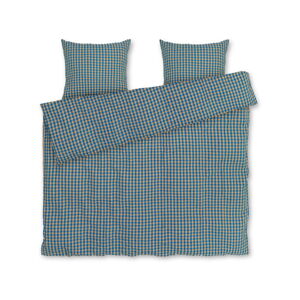 Okrovo žlto-modré predĺžené krepové obliečky na dvojlôžko 200x220 cm Bæk&Bølge - JUNA