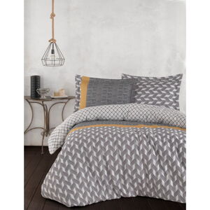 Sivé posteľné obliečky z bavlneného saténu Primacasa by Türkiz Veneto, 135 x 200 cm