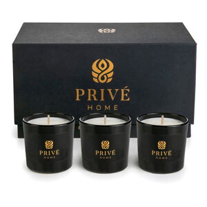 Súprava 3 vonných sviečok Privé Home Delice d'Orient/Safran-Ambre Noir/Black Wood