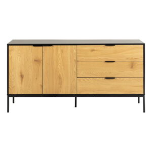 Nízka komoda v dekore duba v čierno-prírodnej farbe 160x80 cm Seaford – Actona