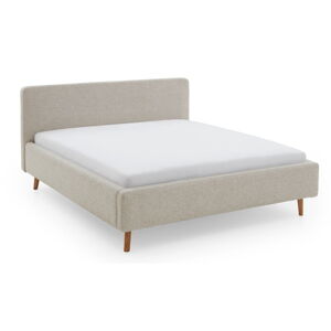 Béžová čalúnená dvojlôžková posteľ s úložným priestorom s roštom 180x200 cm Mattis – Meise Möbel