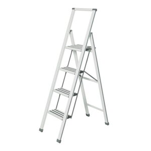 Biele skladacie schodíky Wenko Ladder, 153 cm