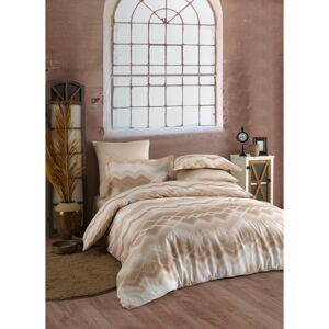 Hnedo-béžové posteľné obliečky z bavlneného saténu Primacasa by Türkiz Onzi, 140 x 200 cm