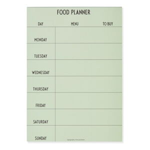 Zelený týždenný jedálny plánovač Design Letters Food