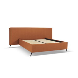 Čalúnená dvojlôžková posteľ s úložným priestorom s roštom 180x200 cm v tehlovej farbe Walter – Milo Casa