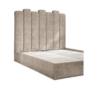 Béžová čalúnená dvojlôžková posteľ s úložným priestorom s roštom 180x200 cm Dreamy Aurora - Miuform