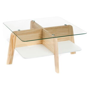 Konferenčný stolík so sklenenou doskou v prírodnej farbe 60x60 cm Varm – Tomasucci