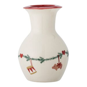 Biela váza s vianočným motívom z kameniny (výška 16 cm) Yule – Bloomingville