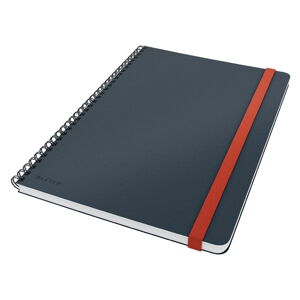 Sivý krúžkový zápisník s hebkým povrchom Leitz, 80 strán