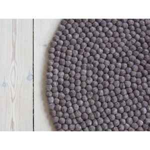 Orechovohnedý guľôčkový vlnený koberec Wooldot Ball rugs, ⌀ 90 cm