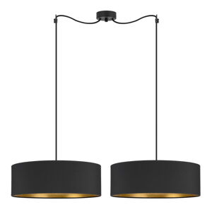 Čierne dvojramenné závesné svietidlo s detailom v zlatej farbe Bulb Attack Tres XL, ⌀ 45 cm
