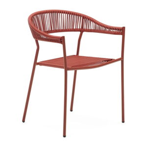 V tehlovej farbe jedálenské stoličky v súprave 4 ks z umelého ratanu Futadera – Kave Home