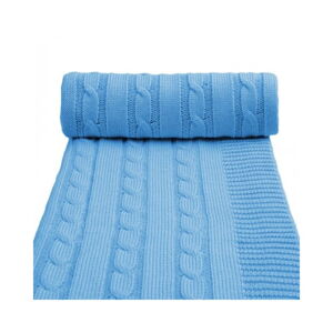 Modrá pletená detská deka s podielom bavlny T-TOMI Spring, 80 x 100 cm