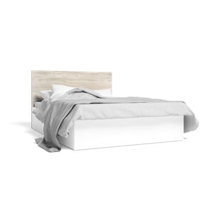 Biela/prírodná dvojlôžková posteľ v dekore duba s úložným priestorom 140x190 cm Sahara - Marckeric