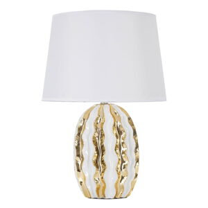 Biela/v zlatej farbe keramická stolová lampa s textilným tienidlom (výška  48 cm) Glam Stary – Mauro Ferretti