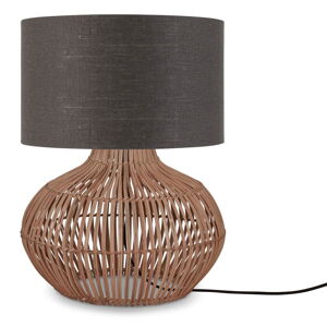 Stolová lampa s textilným tienidlom v tmavo šedo-prírodnej farbe (výška 48 cm) Kalahari – Good&Mojo