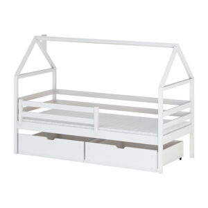 Biela domčeková detská posteľ s úložným priestorom 90x190 cm Aron - Lano Meble