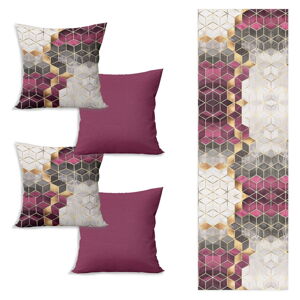 Set behúňa na stôl a 4 obliečky na vankúše Optic - Minimalist Cushion Covers