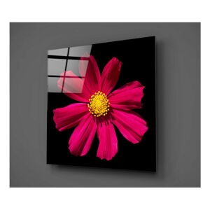 Čierno-červený sklenený obraz Insigne Flowerina, 30 × 30 cm